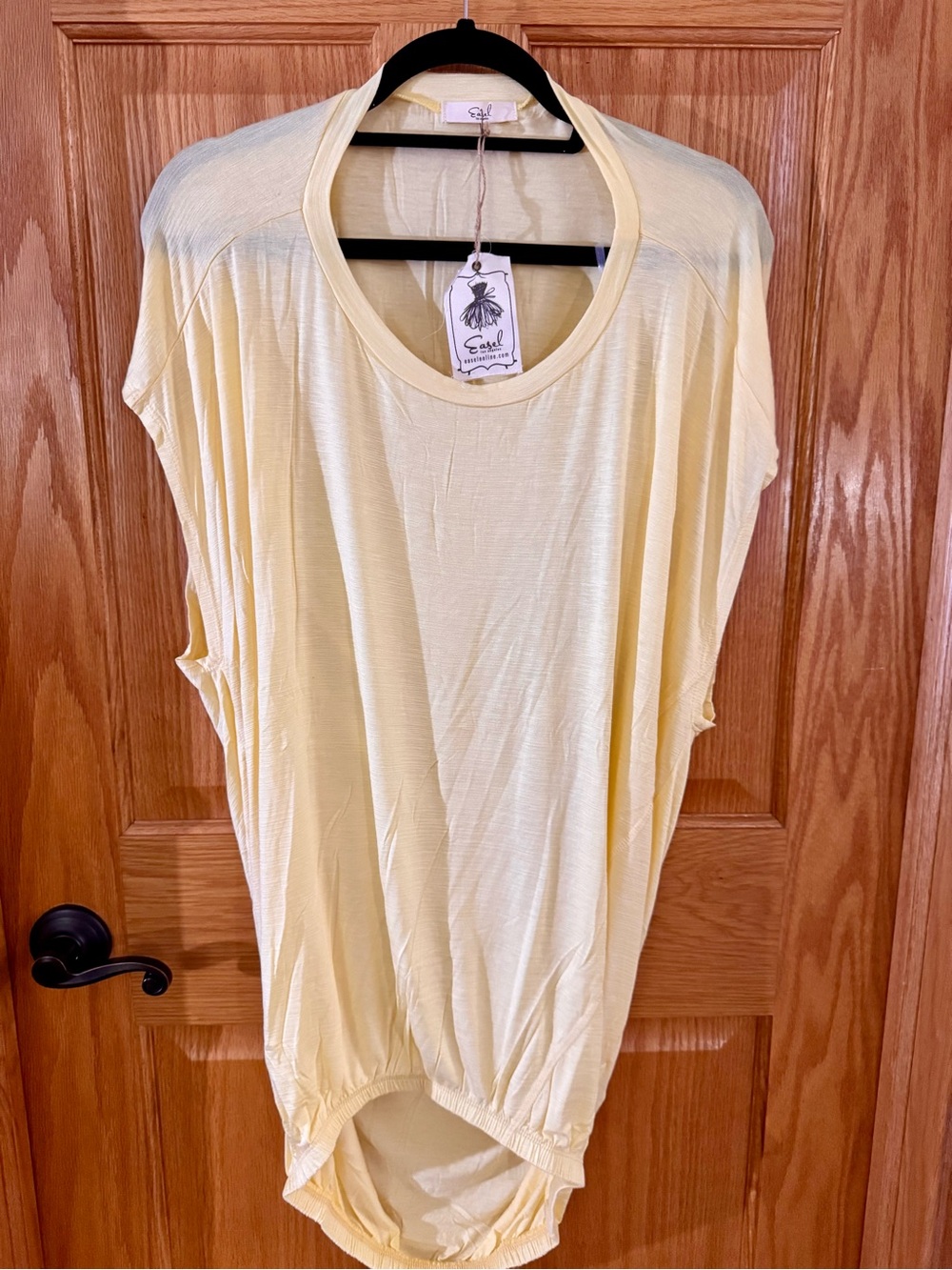 Easel Pale Yellow Draped Scoop Neck Tunic